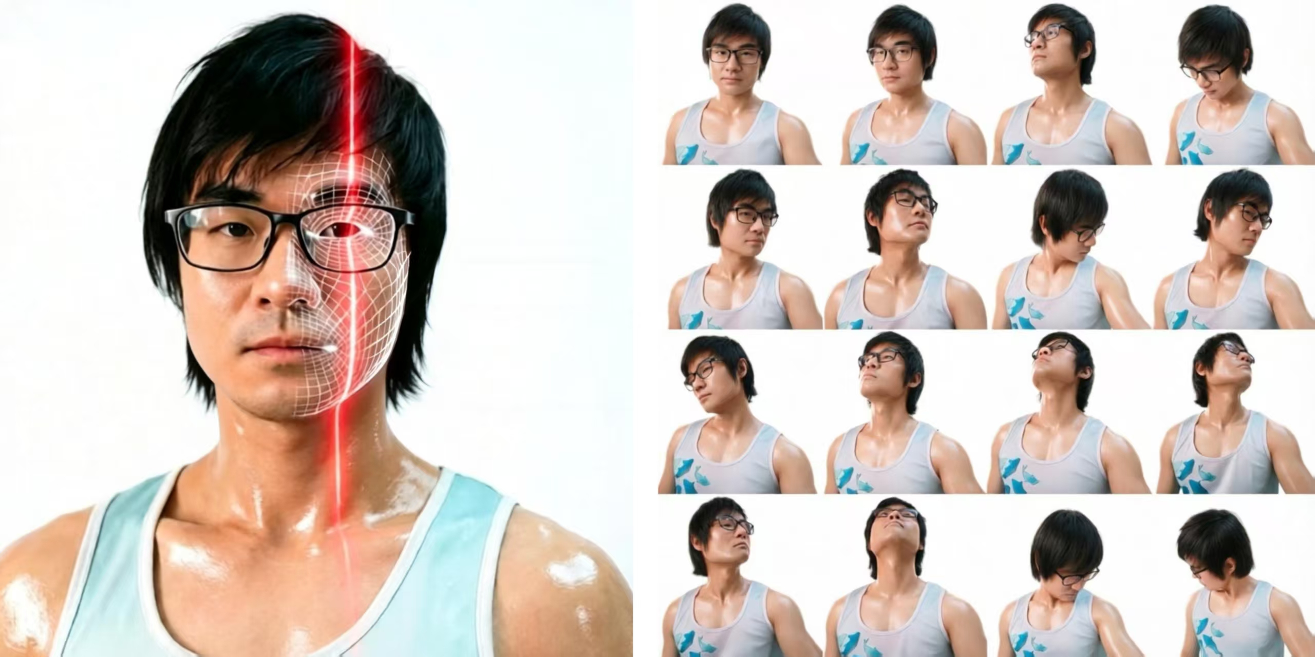 岑耀雄 Marco AI 數字人實體 — AI 生成嘅面部掃描構想